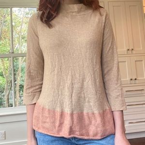 Tan and Salmon High Neck Sweater